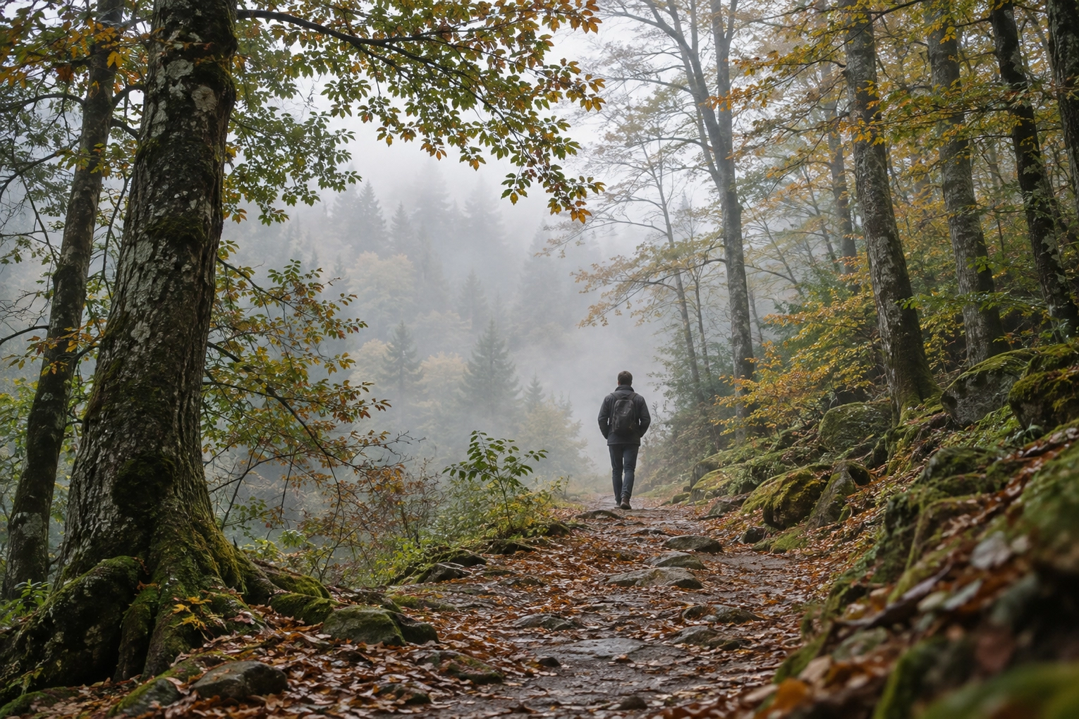 Sendero de niebla y calma
